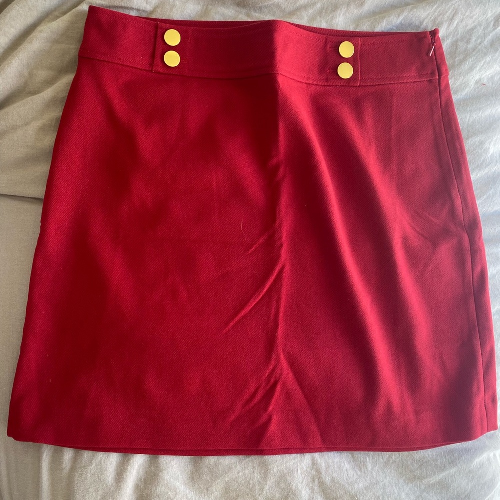 LOFT Red Skirt w/ gold buttons
